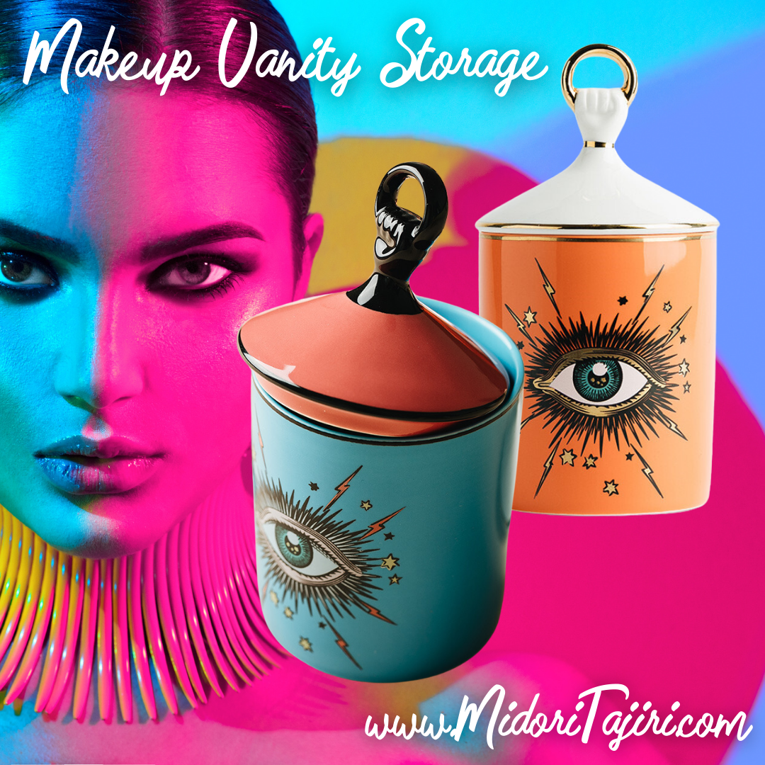 Starry Eye Makeup Brush Bathroom Storage Jar, Retro Star Boho Vanity Decor, Ceramic Celestial Apothecary Jar Set
