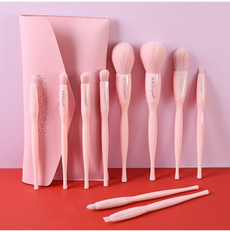 Pop-Art Makeup Artist 10 Brush Set, Bright Candy-Core Color Skin-Care Brushes, MUA Pro Beauty Tools with Travel Case