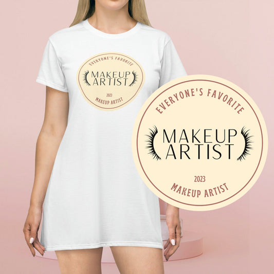 Makeup Artist T-Shirt Dress Gift Oversized Tshirt Womens Gift for Her Tee MUA Shirt Dress Uniform Cosmetology Grad Tshirt Beautician Gift