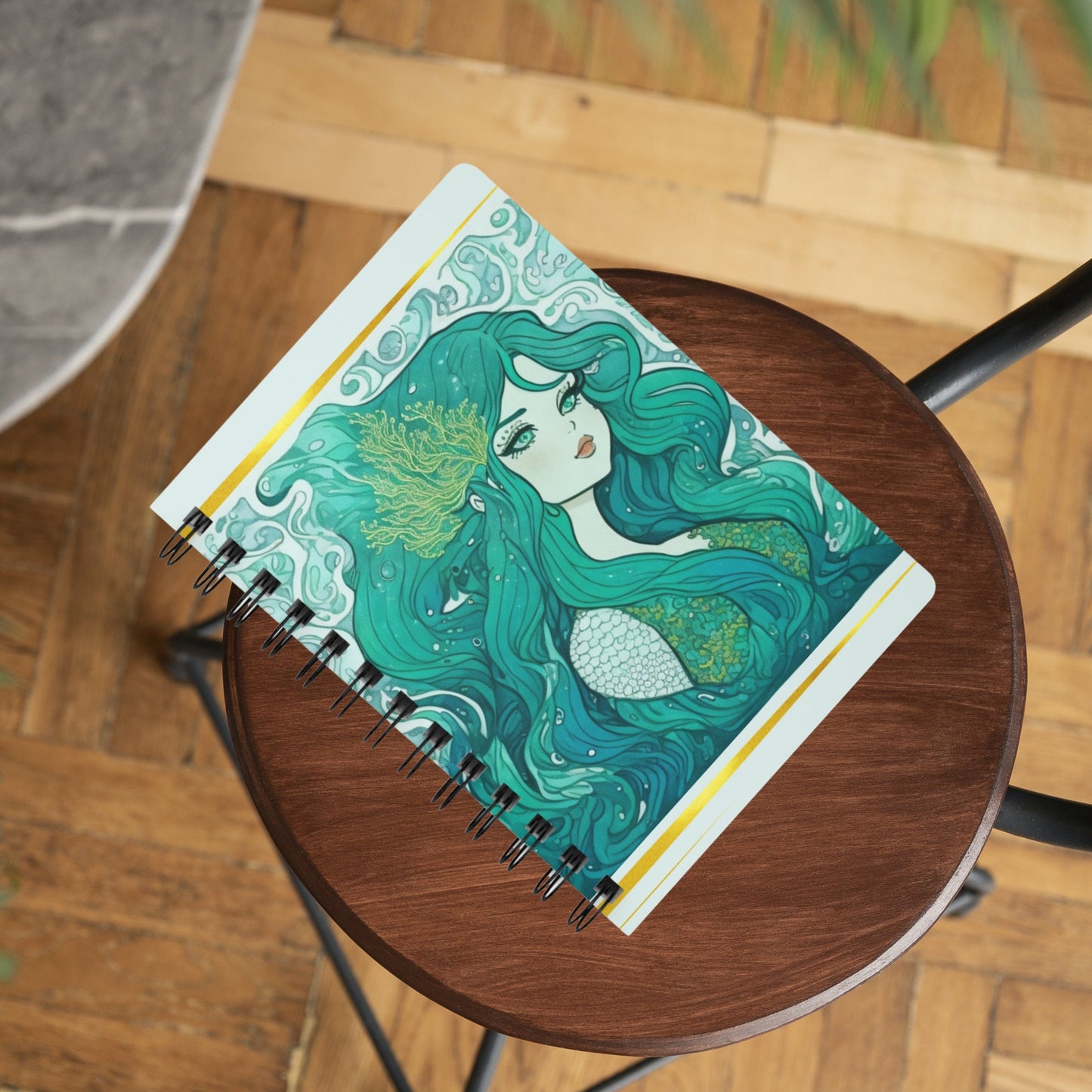 Mermaid Journal Gift Mermaidcore Journal Art Nouveau Mermaid Retro Style Mermaiding Gift Kawaii Mermaid Aesthetic 60s 70s Gift Her Notebook