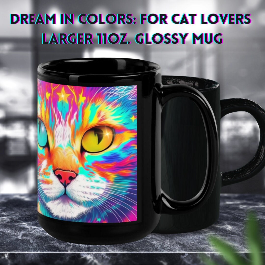 Rainbow Psychedelic Cat Mugs Colorful Gifts for Cat Lovers Mug Pop-Art Cat Mug for Cat-Lady Gifts for Cat Daddy Mug Cosmic Cat Mug