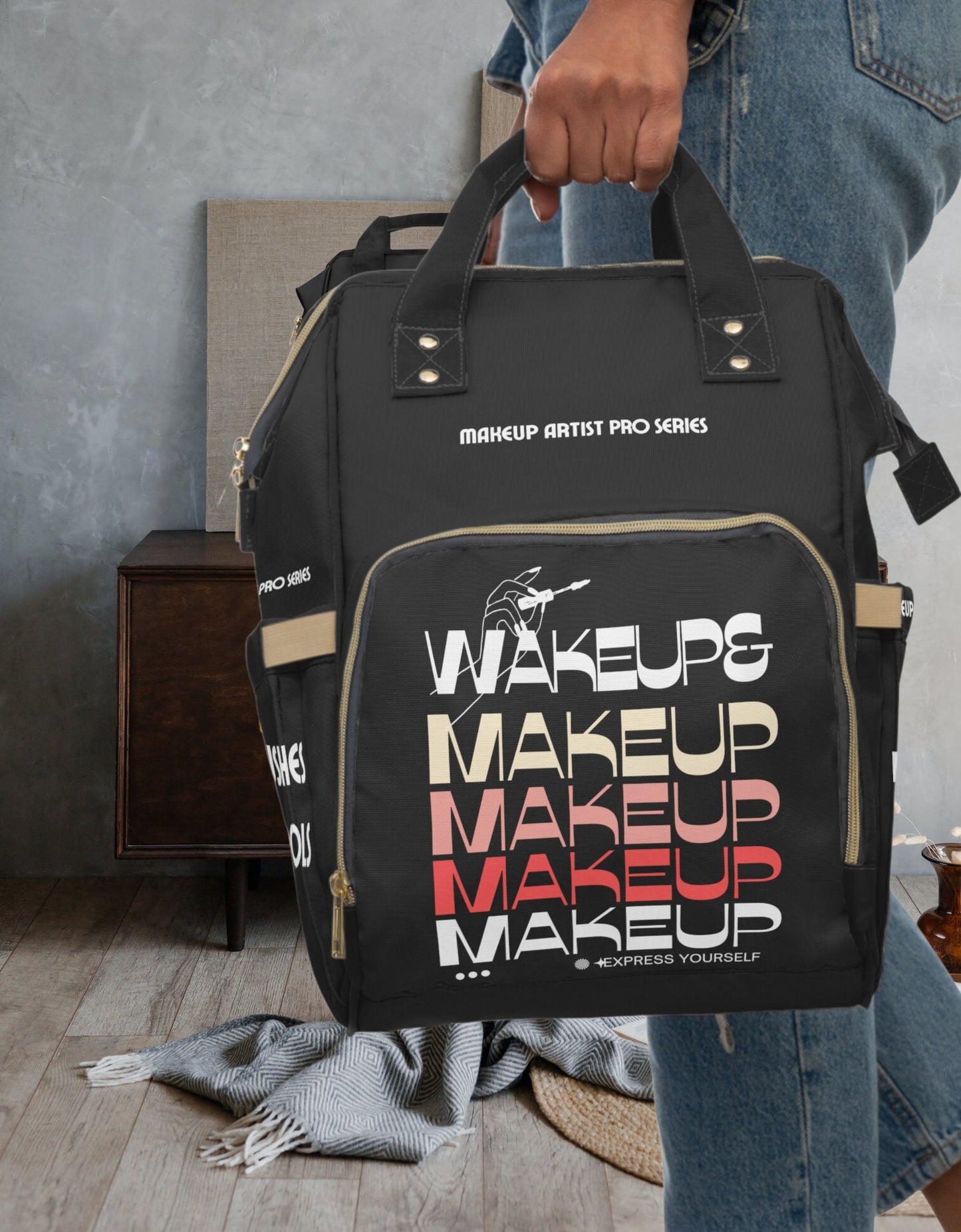 Makeup Bag Pro Artist Backpack Makeup Organizer MUA Bag Cosmetologist Gift Beauty School Student Grad Gift Makeup Artist Salon Wakeup Makeup