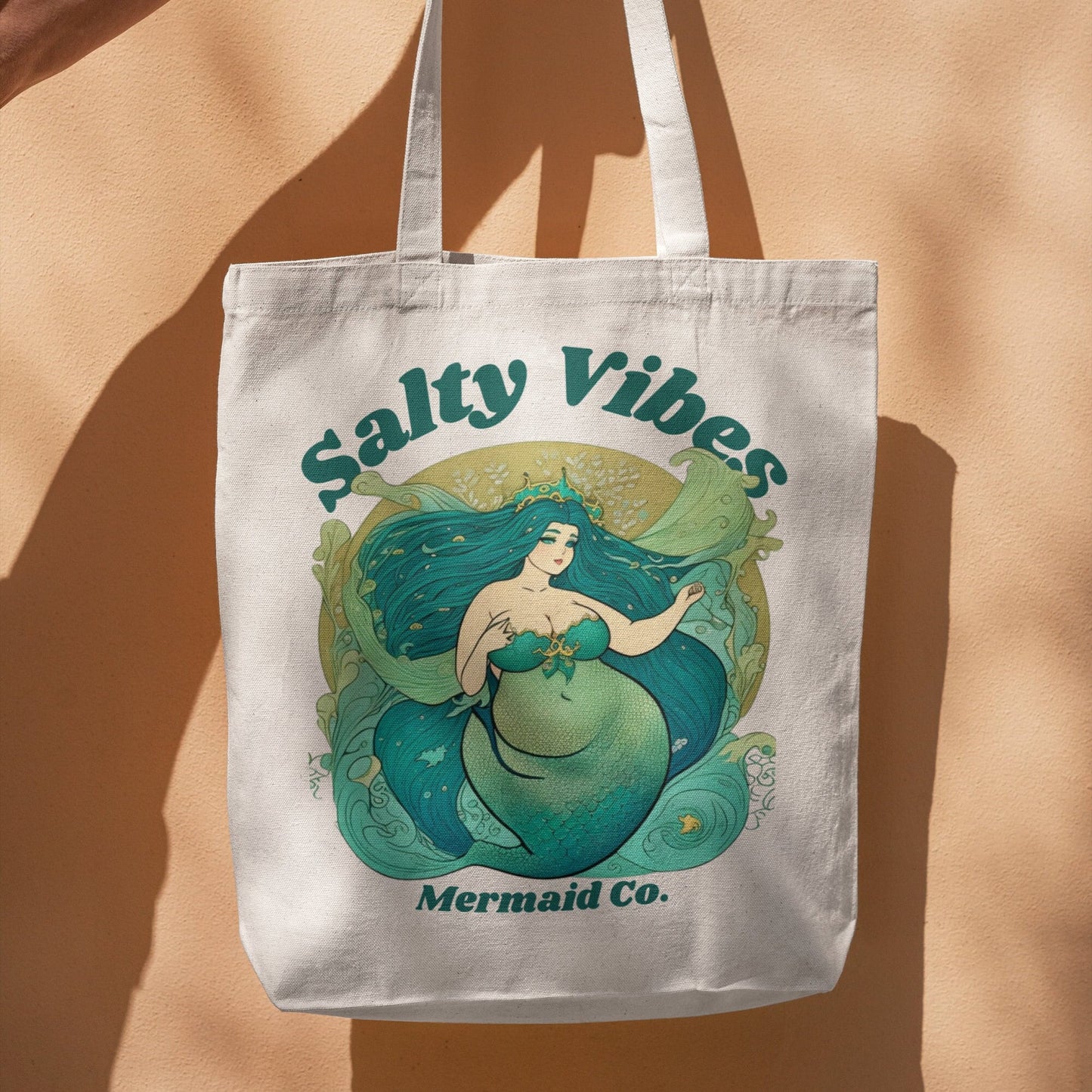 Mermaid Tote Summer Gift Beach Bag Reusable Canvas Tote Bag Mermaid Gift for Her Bridal Gift Bachelorette Travel Tote Salty Vibes Mermaid