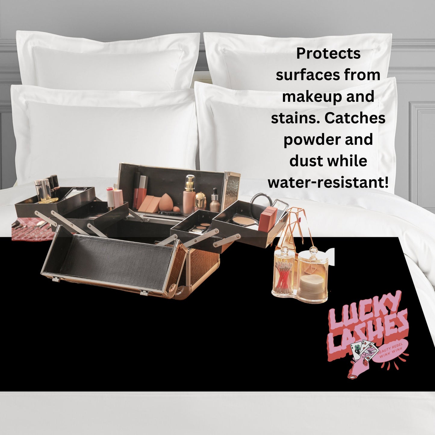 Makeup Artist Organizer Travel Layout Protection Pad, Freelance MUA Kit Tool, Water-Resistant Blanket, Protect Surfaces from Makeup