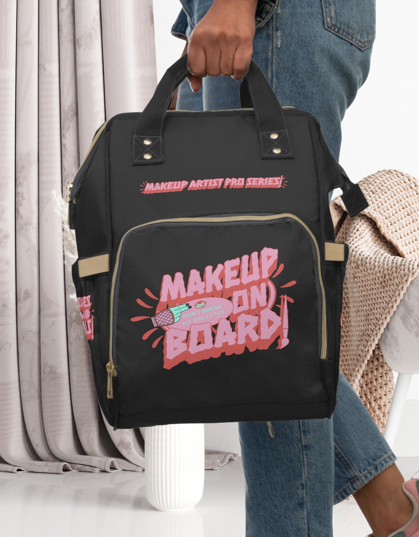 Makeup Bag Pro Artist Backpack Makeup Organizer MUA Bag Cosmetologist Gift Beauty School Student Grad Gift Makeup On Board Salon MUA Gig Bag