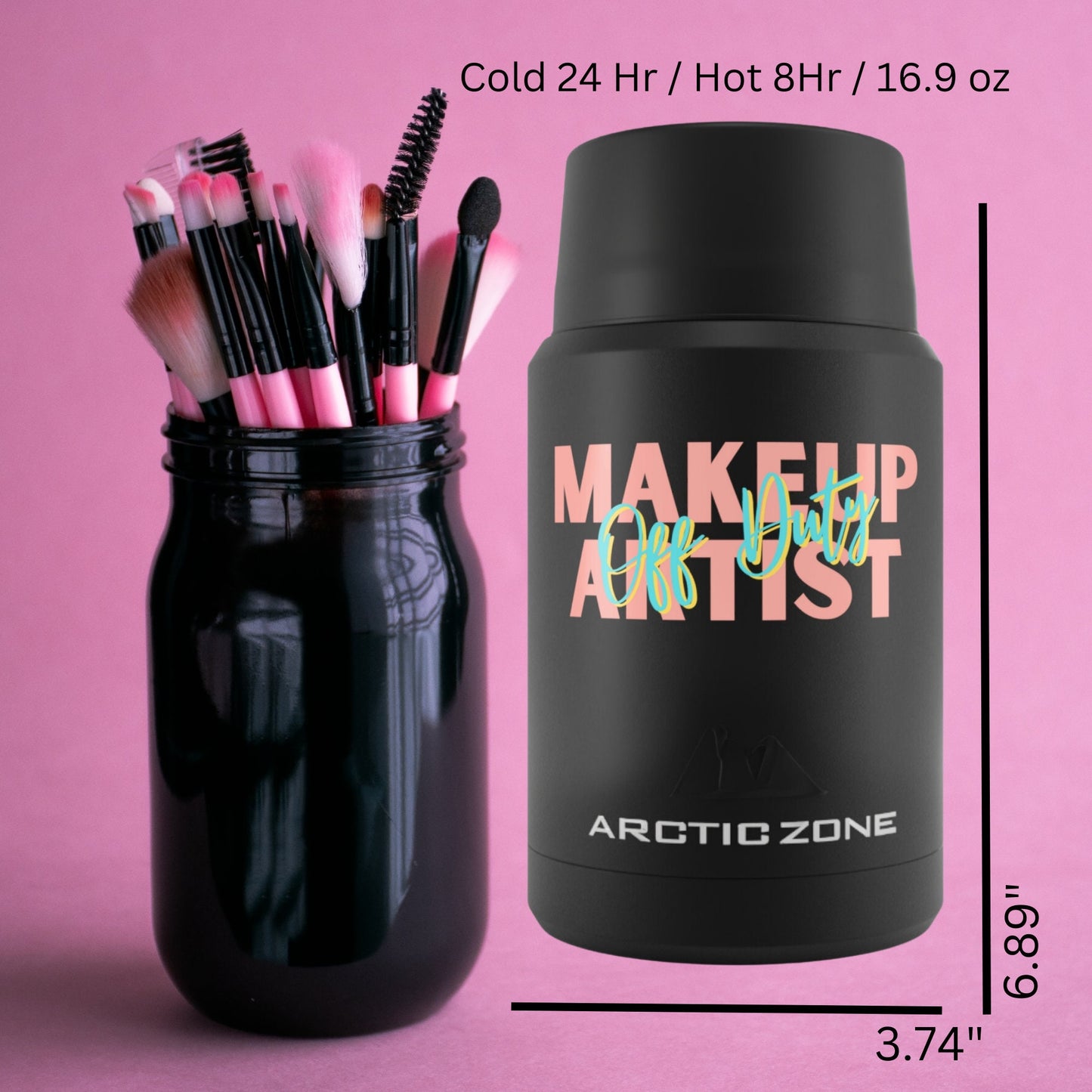 Makeup Artist Insulated Copper Travel Hot Cold 24 Hour Food Drink Storage Camping Cooler Cup Mug MUA Pro Artist Paint Liquid Container Gift