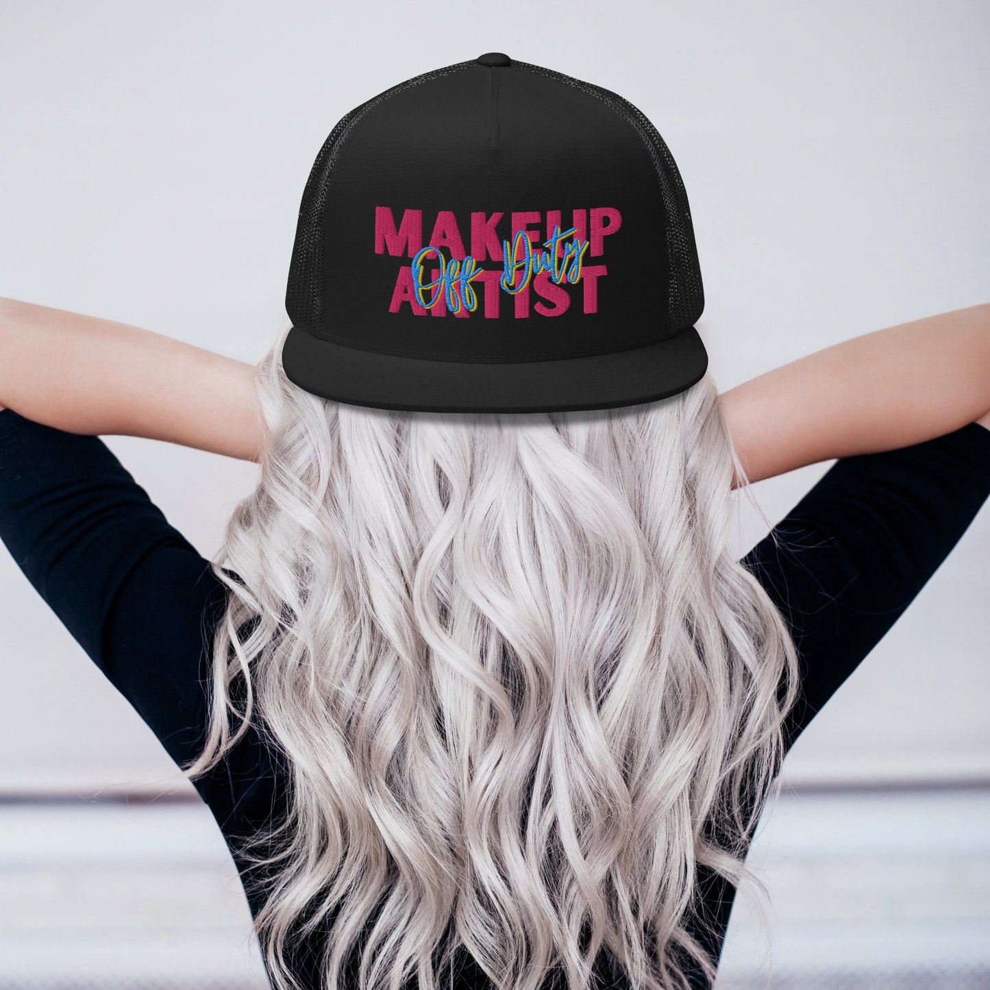 Makeup Artist Trucker Hat MUA Pro Cap Embroidered Logo Off-Duty HMUA Cosmetologist Esthetician Beautician Beauty School Student Teacher Gift