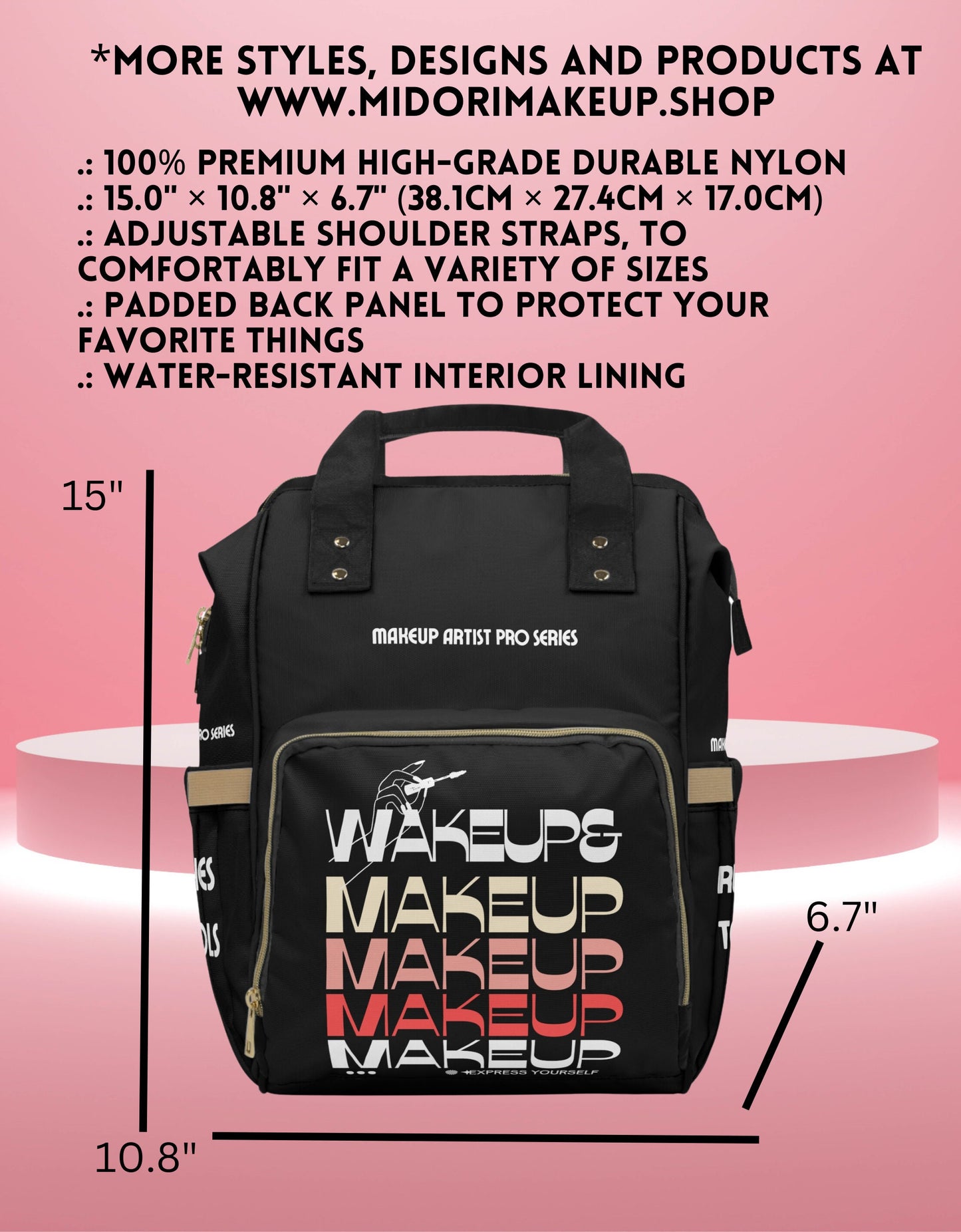 Makeup Bag Pro Artist Backpack Makeup Organizer MUA Bag Cosmetologist Gift Beauty School Student Grad Gift Makeup Artist Salon Wakeup Makeup