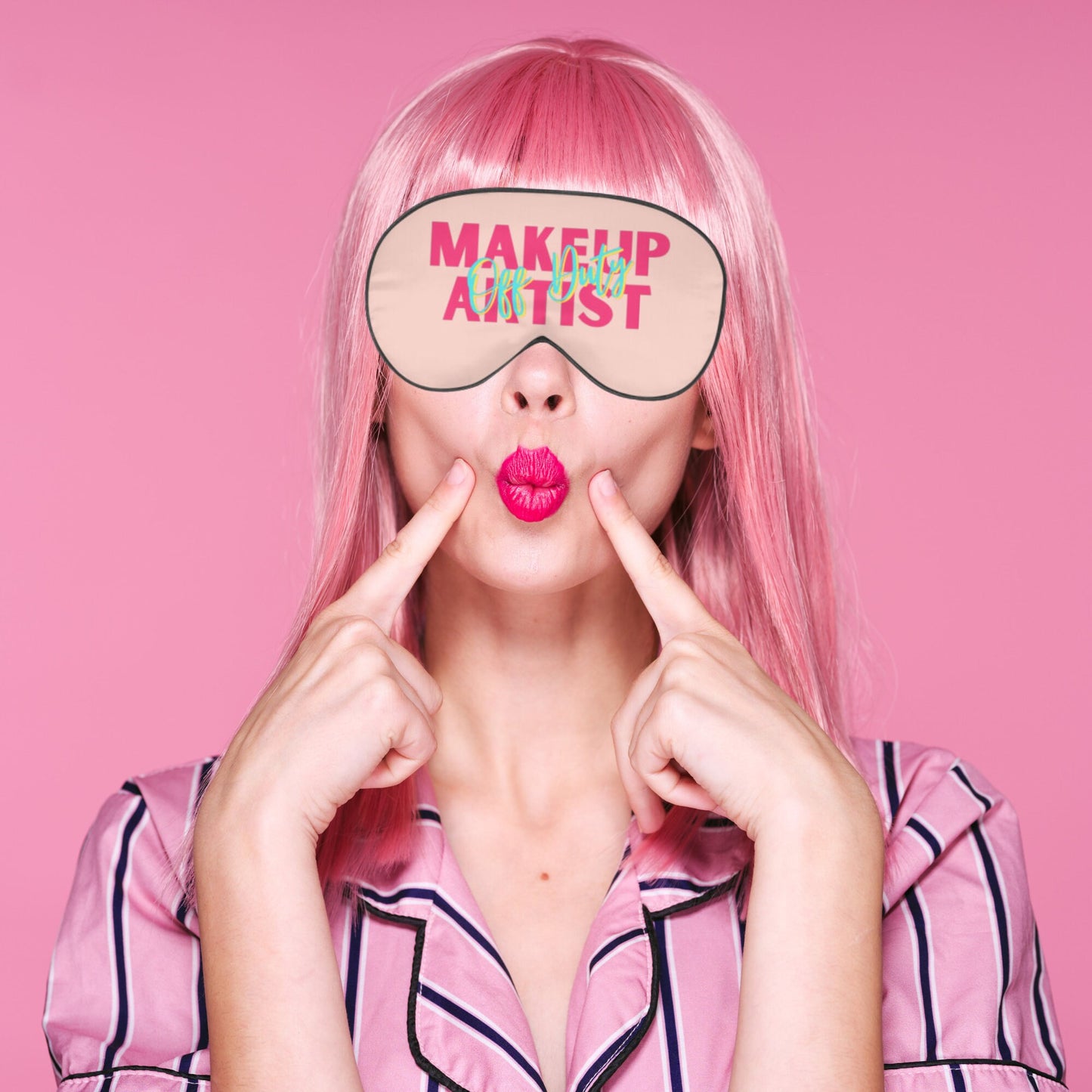 Makeup Artist Sleep Mask Satin Eye Mask Face Cover Travel Kit Cosmetics Accessories MUA Gifts Retro y2k 90s Pink Black White Sleeping Mask