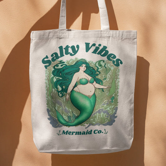 Mermaid Tote Gift Bag Reusable Canvas Tote Swag Bag Beach Gift Bridal Bachelorette Party Travel Tote Stay Salty Vibes Blue Mermaid Bag Set 2