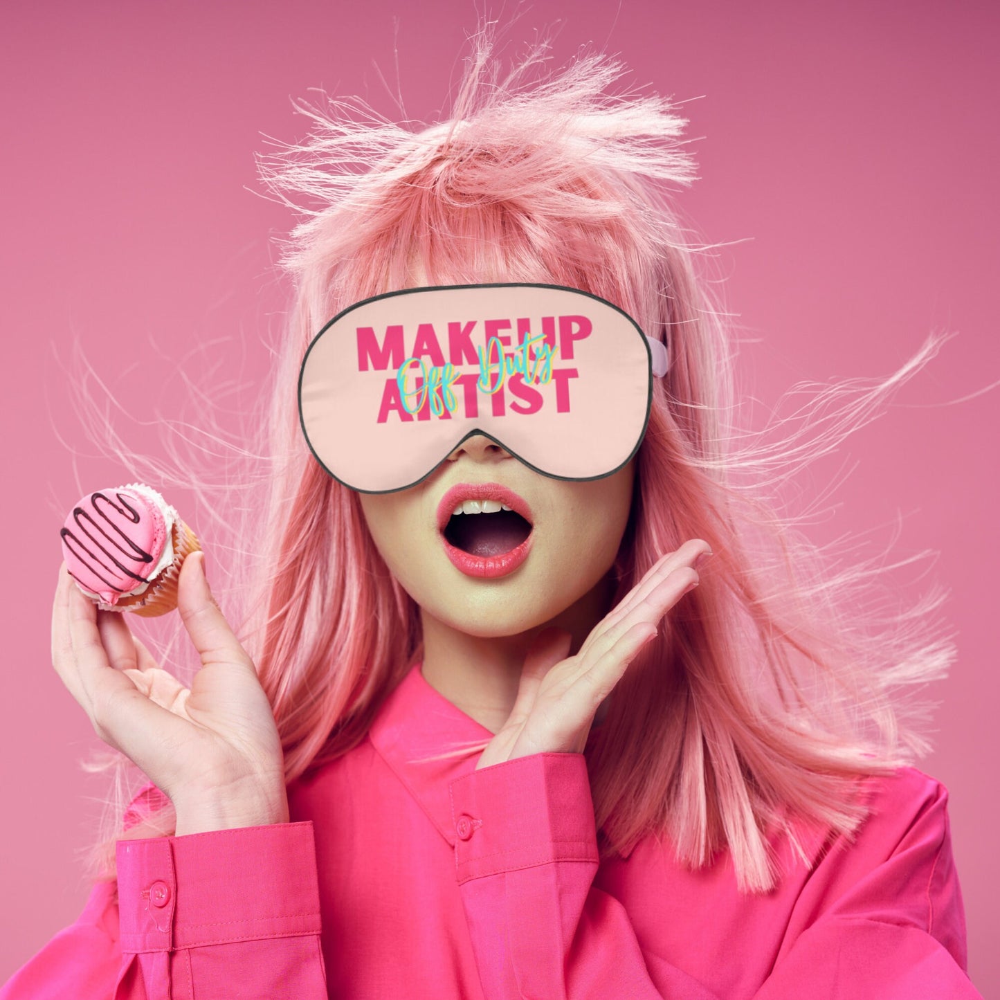 Makeup Artist Sleep Mask Satin Eye Mask Face Cover Travel Kit Cosmetics Accessories MUA Gifts Retro y2k 90s Pink Black White Sleeping Mask