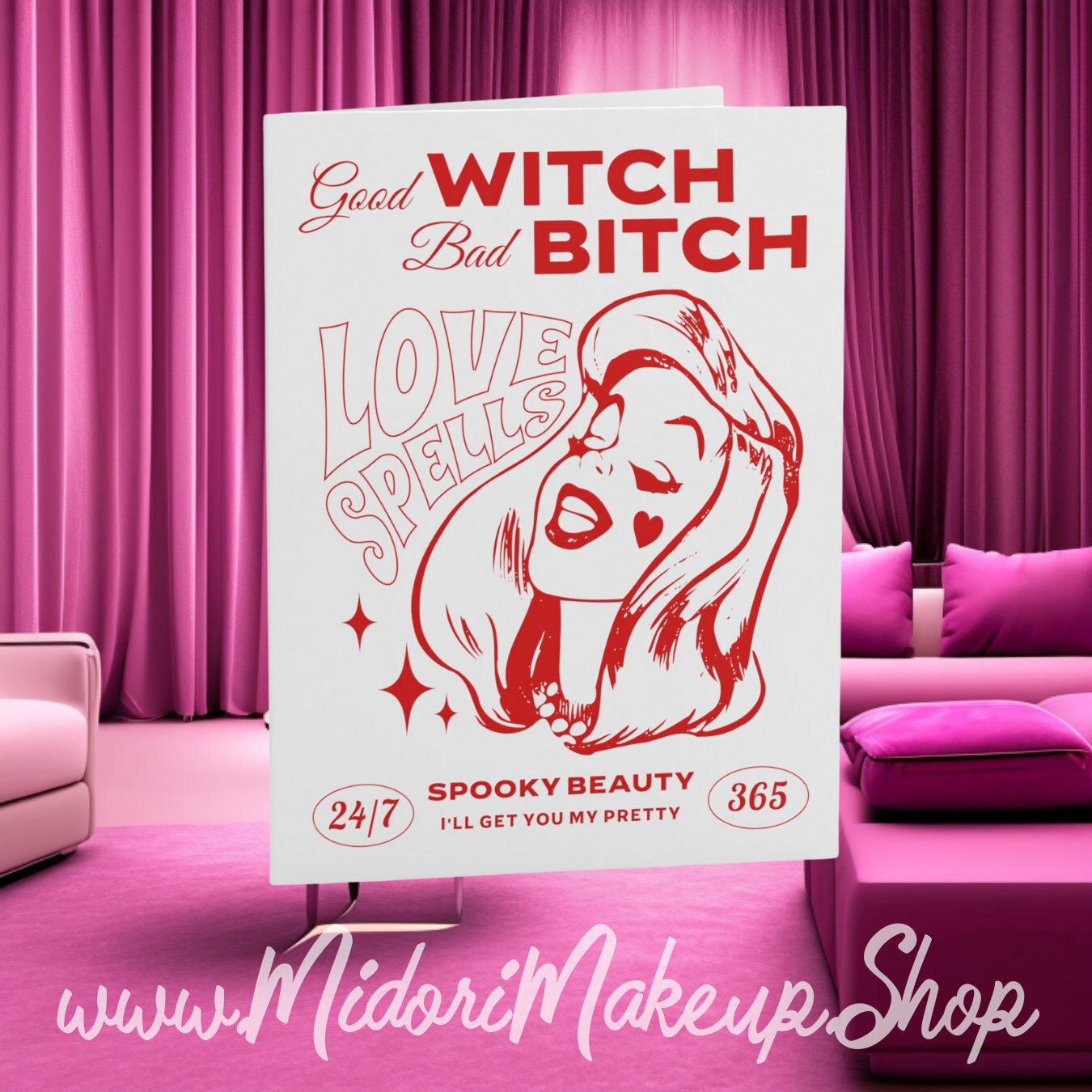 Good Witch Funny Halloween Witchy Vibes Vampire Fall Spooky Season Love Spell Voodoo Valentine Retro 50s 70s Cute Greeting Card BFF Gift set