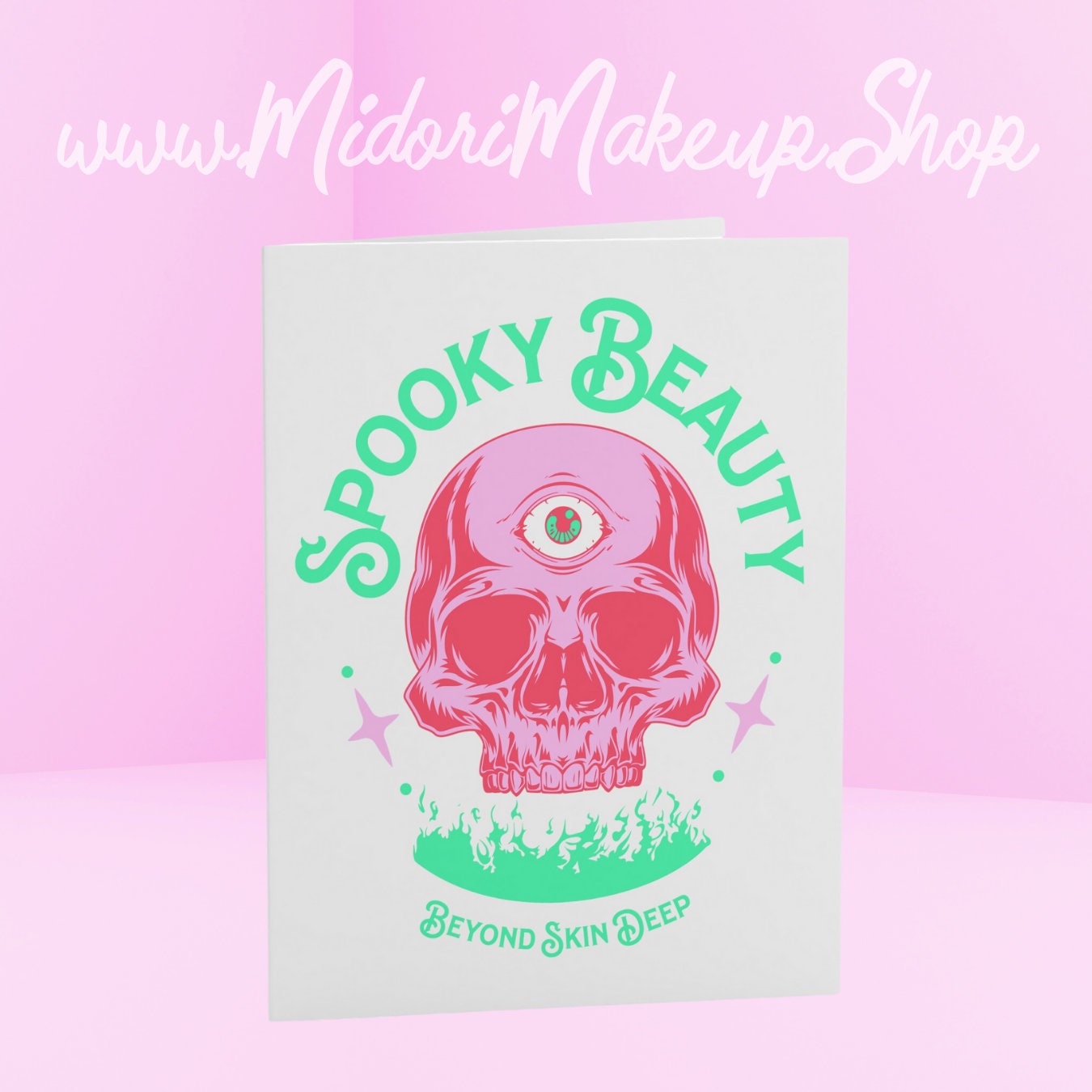 Happy Halloween Y2K Cute Pink Skull Funny Greeting Card Set Evil Eye Skeleton Kawaii Halloween Fall Season Spooky Beauty Retro 80s BFF Gift