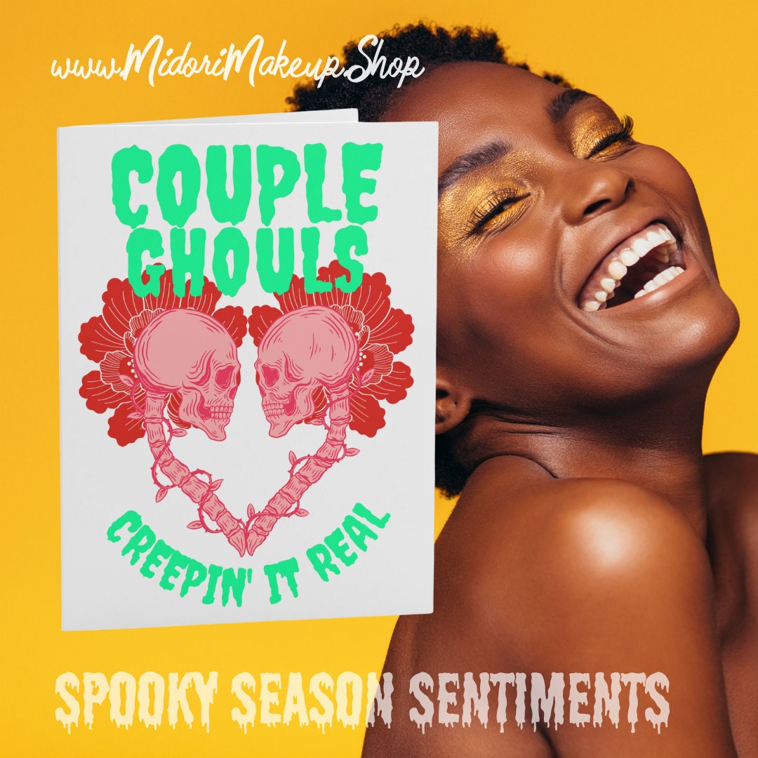 Pink Halloween Skull Couple Goals Girlfriend Gift Fall Season Spooky Skeleton Retro y2k 90s Trick or Treat Happy Halloween Funny Cards 1-10