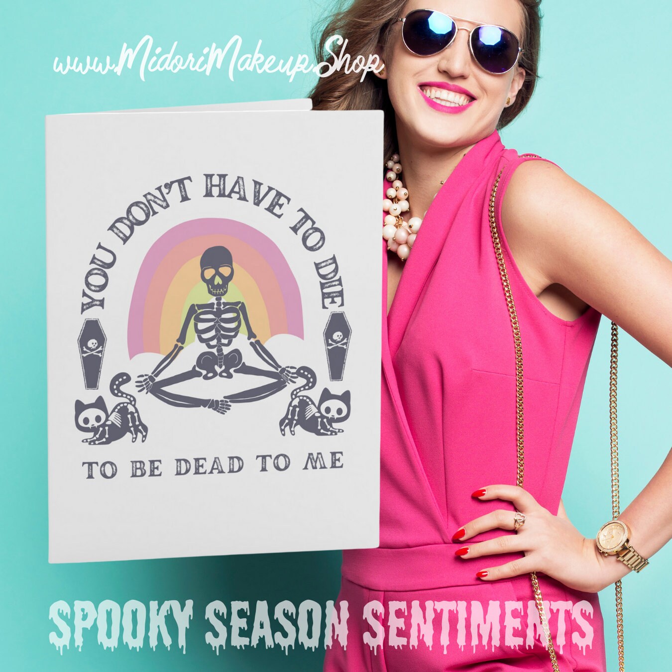 Rainbow Halloween Skull BFF Funny Break-up Divorce Gift Fall Season Spooky Skeleton Retro Dead to Me Trick Treat Happy Halloween Cards 1-10