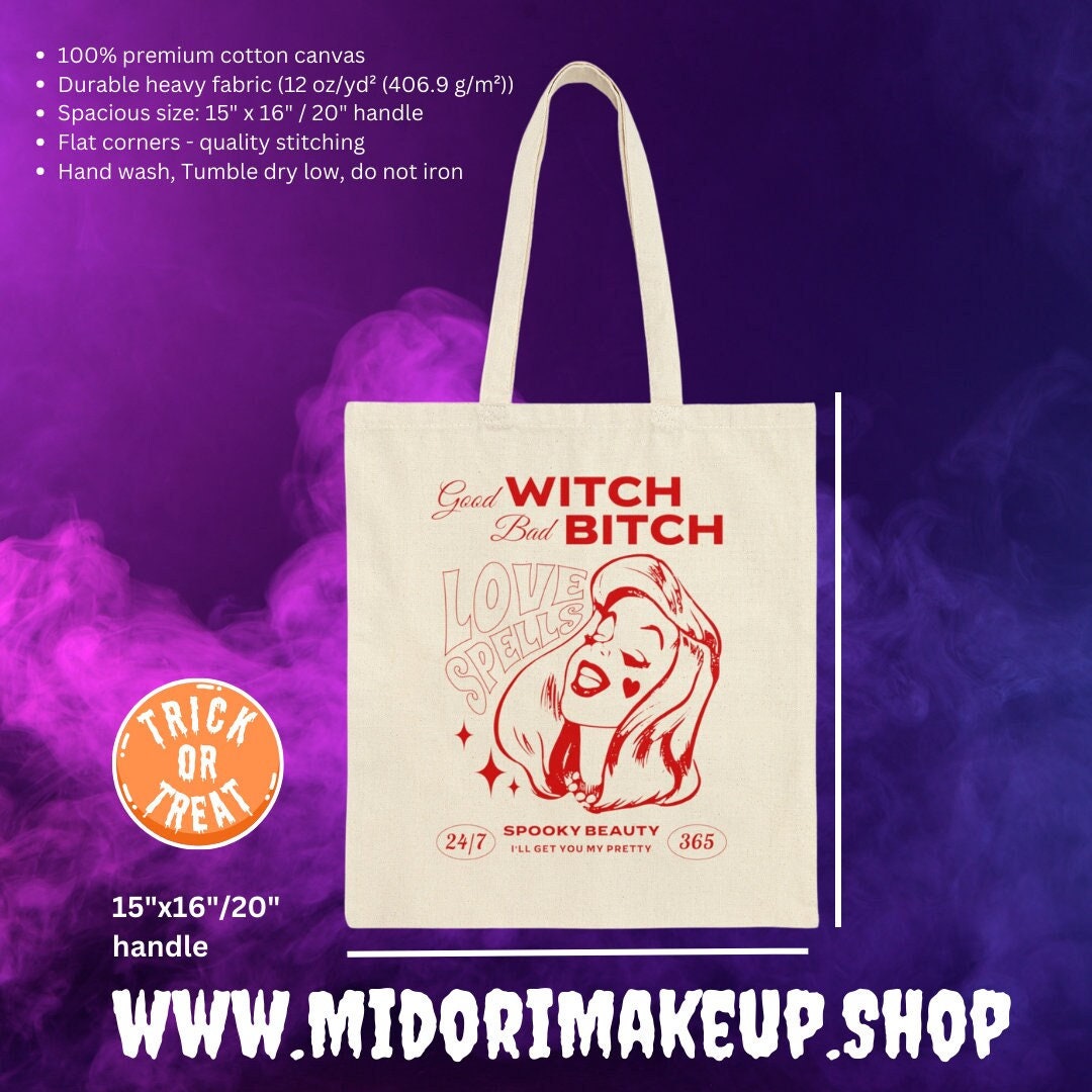Good Witch Spooky Cute Sassy Halloween Trick or Treat Witchy Vibes Love Spell Valentine Tote Bag y2k Gifts Costume Candy Favor Swag Book Bag