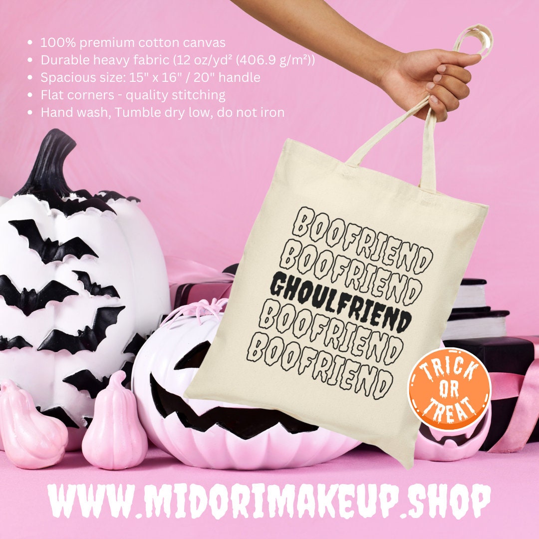 Spooky Cute Halloween Trick or Treat Birthday Party Tote Gifts Boofriend Ghoulfriend Girlfriend Boyfriend BFF Couple Costume Candy Party Bag