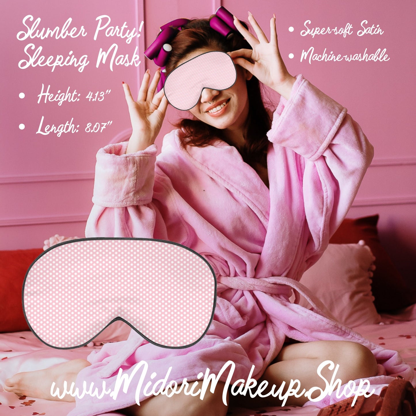Pink Gingham Sleep Mask Satin Eye Mask Face Cover Travel Kit Cosmetics Accessories Retro Checkered y2k 90s Gift Sleeping Eye Mask