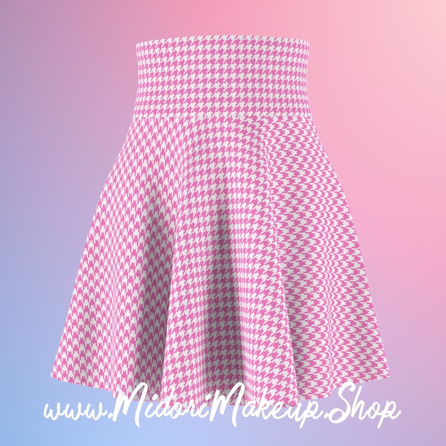 Pink Skater Skirt Herringbone Hot Pink Rose Gold Flared Mini Checker Retro 90s 50s Checkerboard Y2K Gift Costume Lets Go Party Costume Skirt