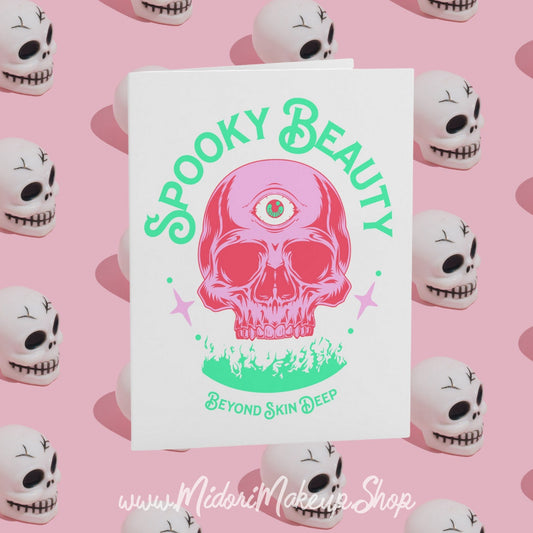 Happy Halloween Y2K Cute Pink Skull Funny Greeting Card Set Evil Eye Skeleton Kawaii Halloween Fall Season Spooky Beauty Retro 80s BFF Gift