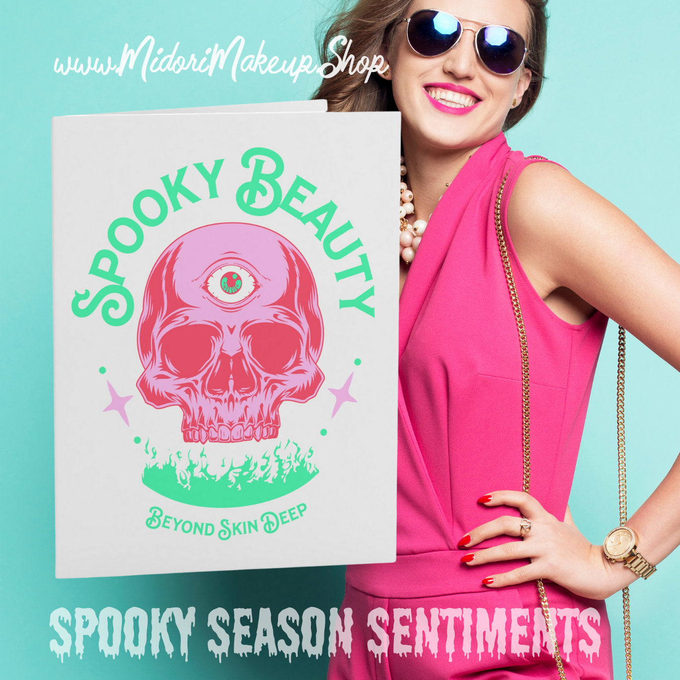 Halloween Skull Pink Card Fall Season Spooky Beauty Skeleton Kawaii Retro y2k 90s Trick or Treat Happy Halloween Funny Coworker Cards 1-10