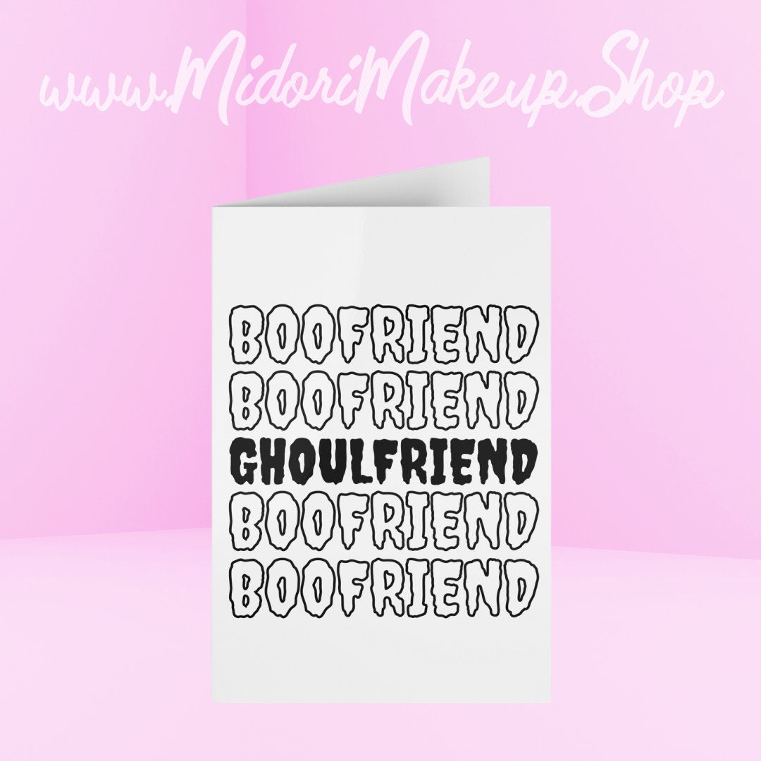 Black Halloween Boyfriend Boo-Friend Ghoul-Friend Fall Season Kawaii Retro y2k 90s Trick or Treat Happy Halloween Funny Valentine Cards 1-10