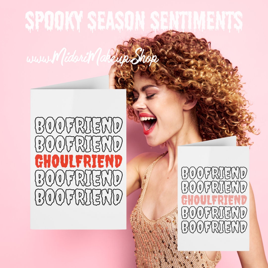 Red Halloween Girlfriend Boo-Friend Ghoul-Friend BFF Fall Season Goth Retro y2k 90s Trick or Treat Happy Halloween Funny Valentine Card 1-10