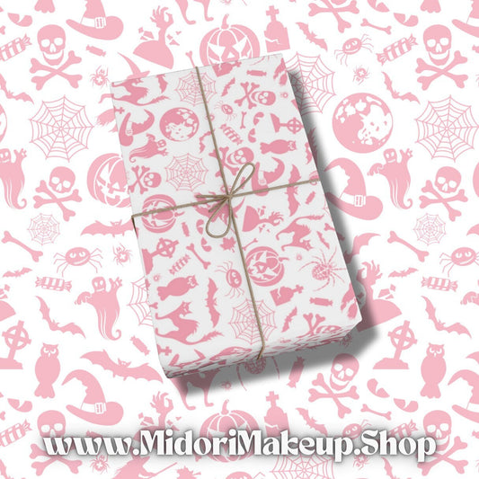 Cute Pink Pumpkin Halloween Gift Wrap Spooky Season Fall Gifts Goth Girl Witchy Vibes Kawaii Wrapping Paper Crafting Scrapbook Party Papers