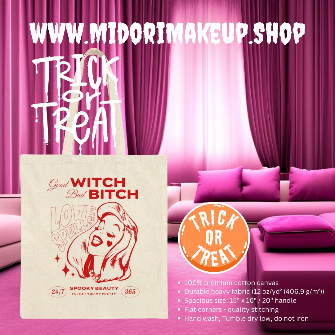 Good Witch Spooky Cute Sassy Halloween Trick or Treat Witchy Vibes Love Spell Valentine Tote Bag y2k Gifts Costume Candy Favor Swag Book Bag