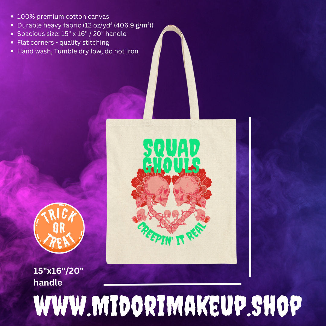 Spooky Cute Squad Ghouls Halloween Skeleton Trick or Treat Pink Pastel Goth Tote Bag Gifts Group Costume Vampire Candy Party Favor Swag Bags