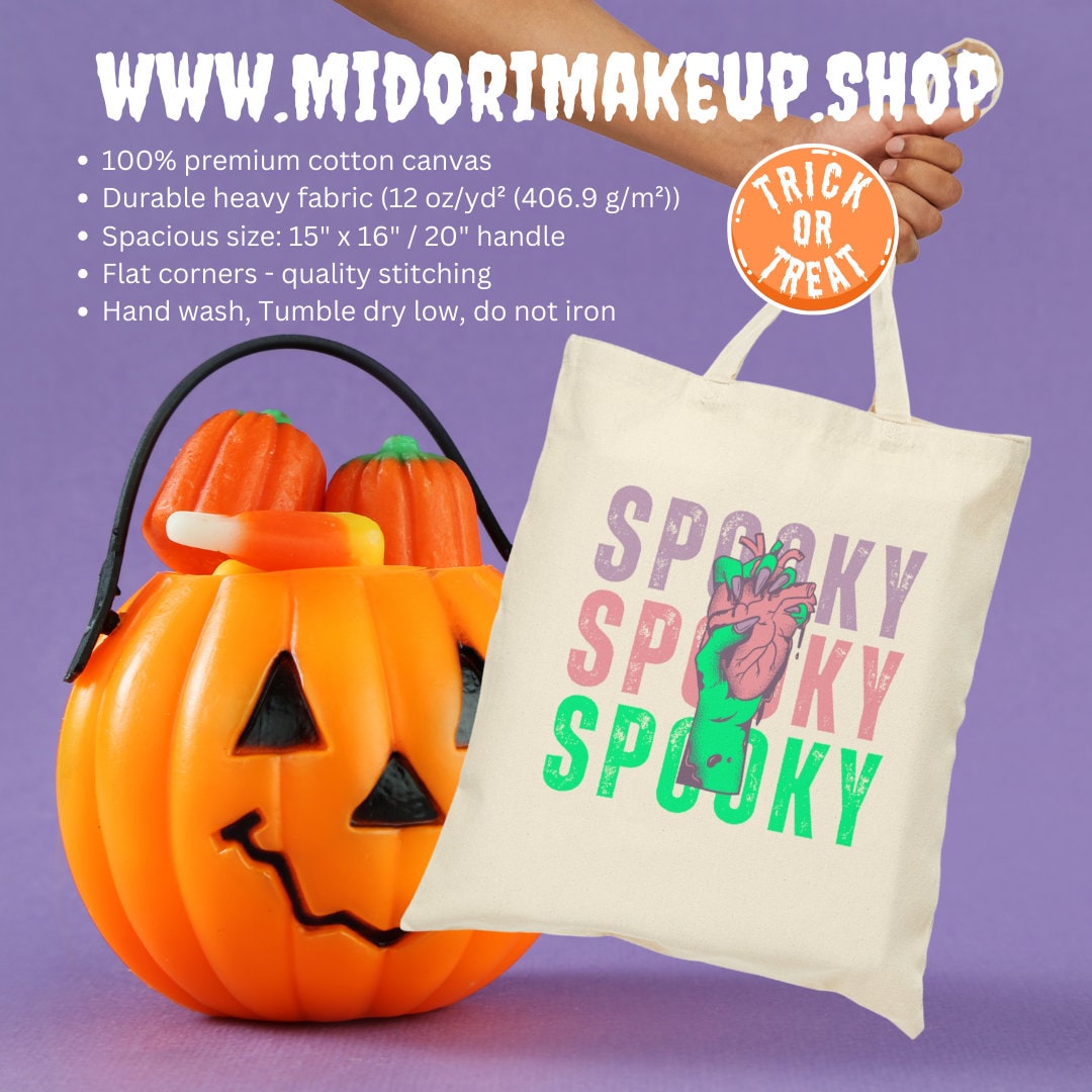 Spooky Cute Halloween Heart Zombie Hand Trick or Treat Pastel Goth Tote BFF Gifts Costume Couple y2k 90s Candy Party Favor Swag Book Bags