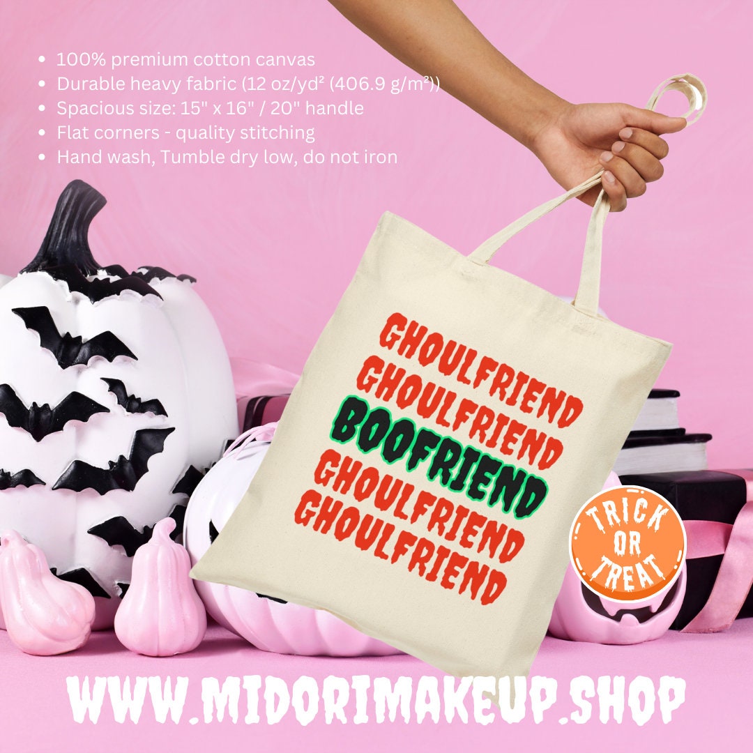 Spooky Cute Halloween Trick or Treat Tote Bag Gifts Boofriend Ghoulfriend Girlfriend Boyfriend Couple Costume Vampire Candy Favor Swag Bags