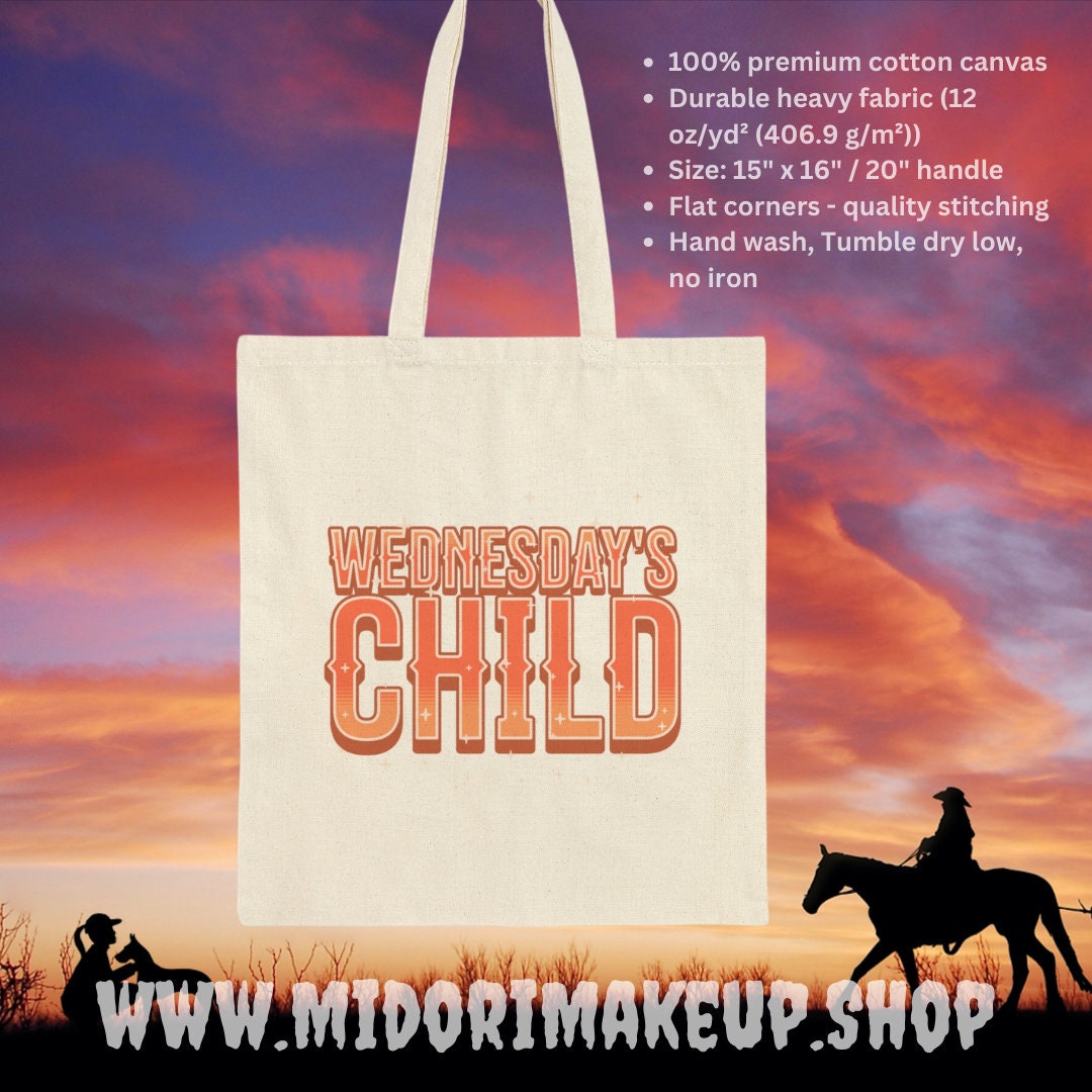 Wednesday's Child Cute Country Pumpkin Spooky Halloween Trick or Treat Tote Gifts Western Costume Wednesday Candy Party Favor Swag Book Bags