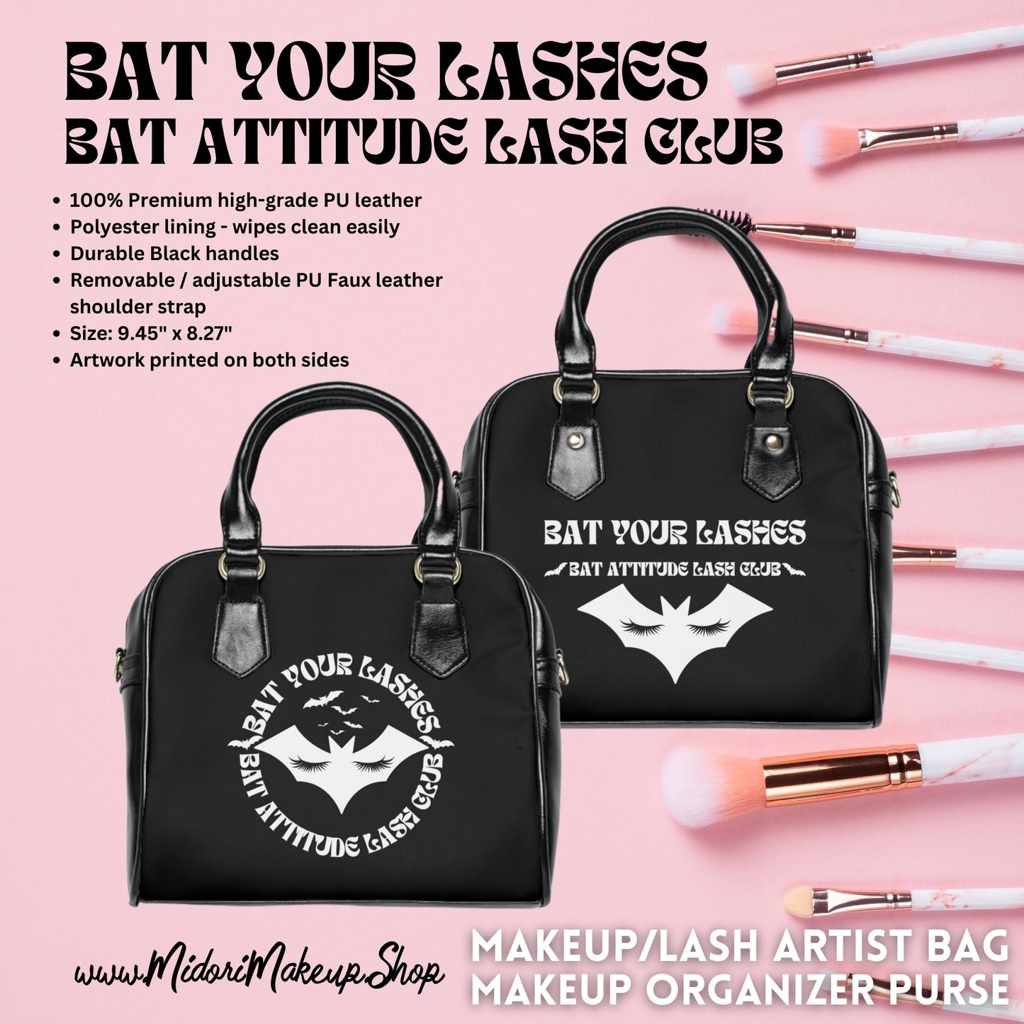 Spooky Cute Bats Purse Halloween Makeup Artist Gift Bat Your Lashes Cosmetologist Esthetician Beautician Y2K 50s 60s 80s Retro Bowling Bag