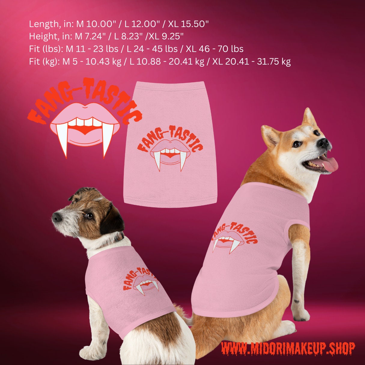 Spooky Cute Vampire Fang Shirt Halloween Dracula Dog Costume Cat Fang-tastic Pink Retro y2k 90s Puppy Pet Tank Top Personalized Fall Gift