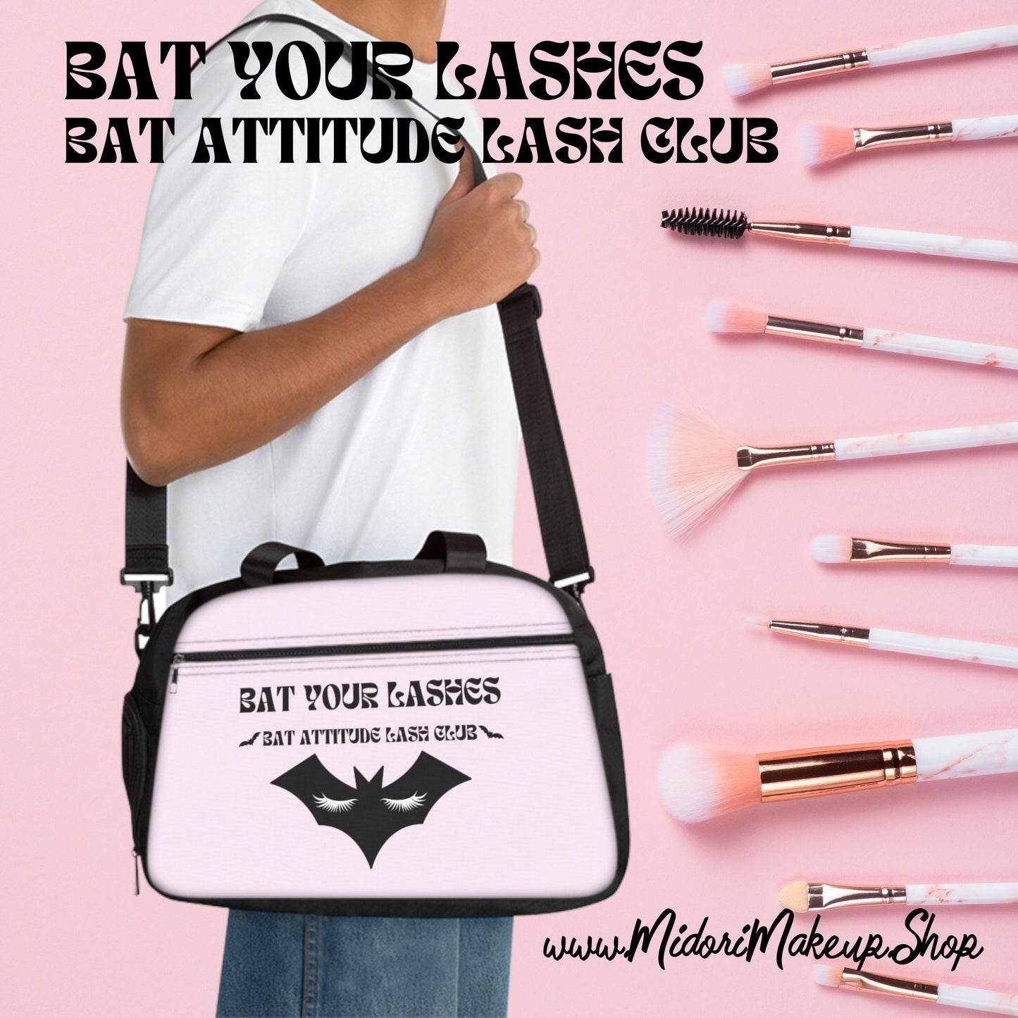 Spooky Cute Bats Bag Lash Artist Makeup Organizer Case Halloween Bride Barbiecore Bat Your Lashes Bat Attitude Fitness Handbag Y2K Weekender