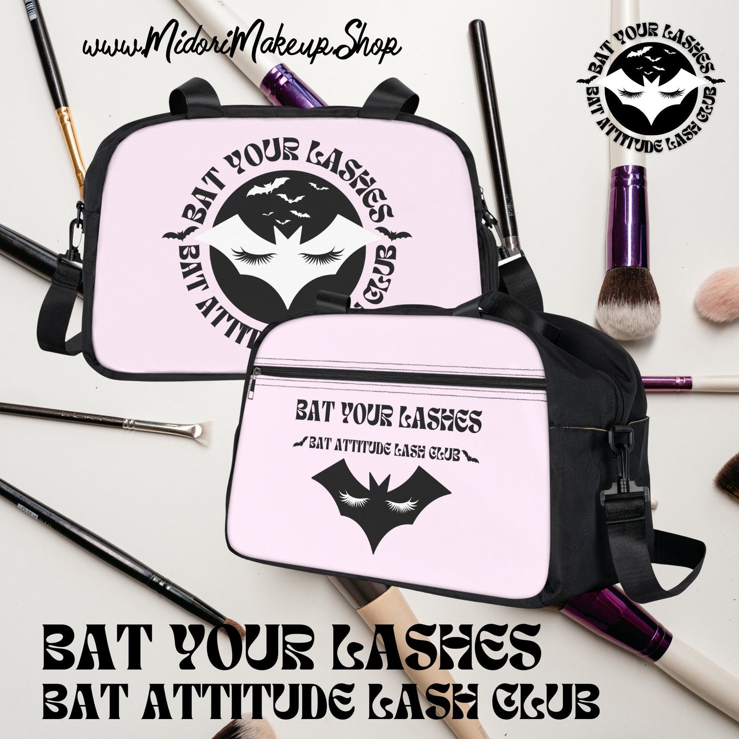 Spooky Cute Bats Bag Lash Artist Makeup Organizer Case Halloween Bride Barbiecore Bat Your Lashes Bat Attitude Fitness Handbag Y2K Weekender