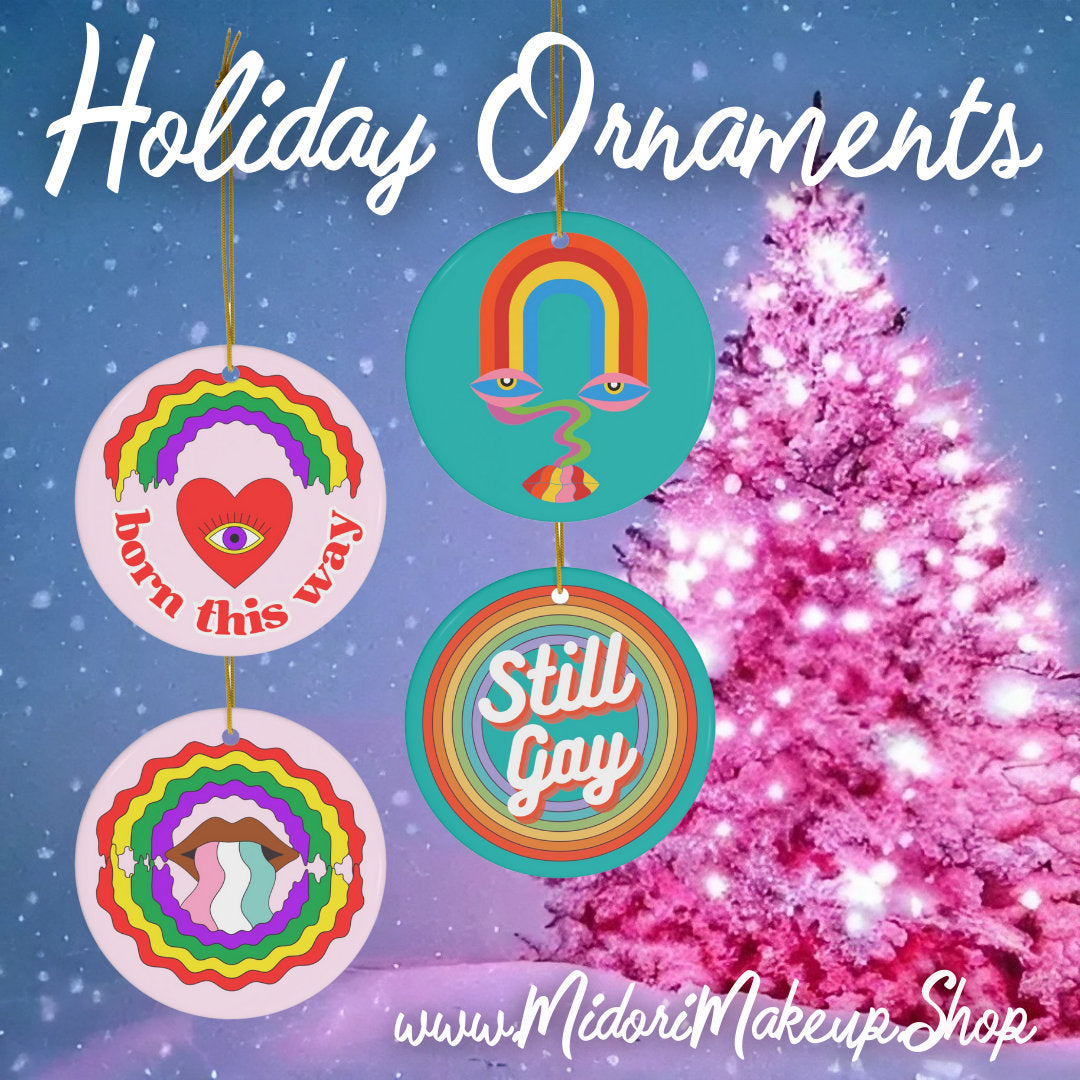 Retro Rainbow Drip Lips Holiday Accent Ornament - LGBTQIA Love is Gay Queer Trans Pride - Housewarming Gift Tag - Xmas Christmas Tree Decor
