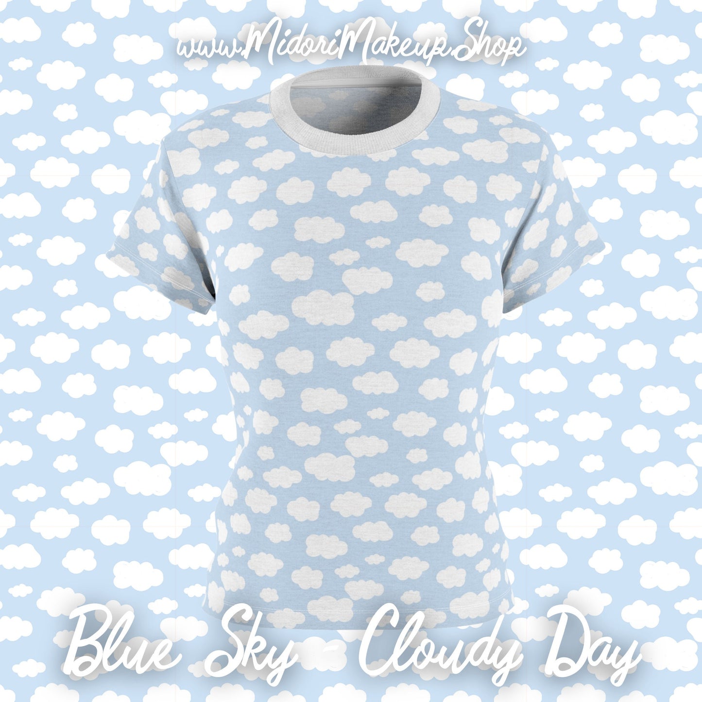 Retro Cloudy Blue Sky Tshirt, Cute Boho Y2K Kawaii Harajuku Clouds Shirt, Girlfriend Best-Friend Pastel Goth Gift, Costume Cosplay Group Tee