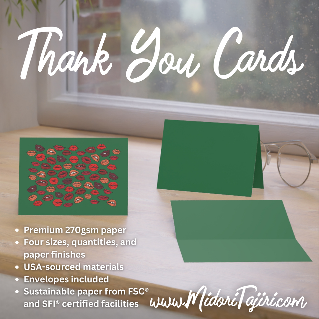 Retro Green Xmas Kisses Card Set, Red Santa Baby Kiss Lips Makeup Artist Cards, Eco-Friendly Holiday Xmas Thank You Greeting Cards Qty 1-50