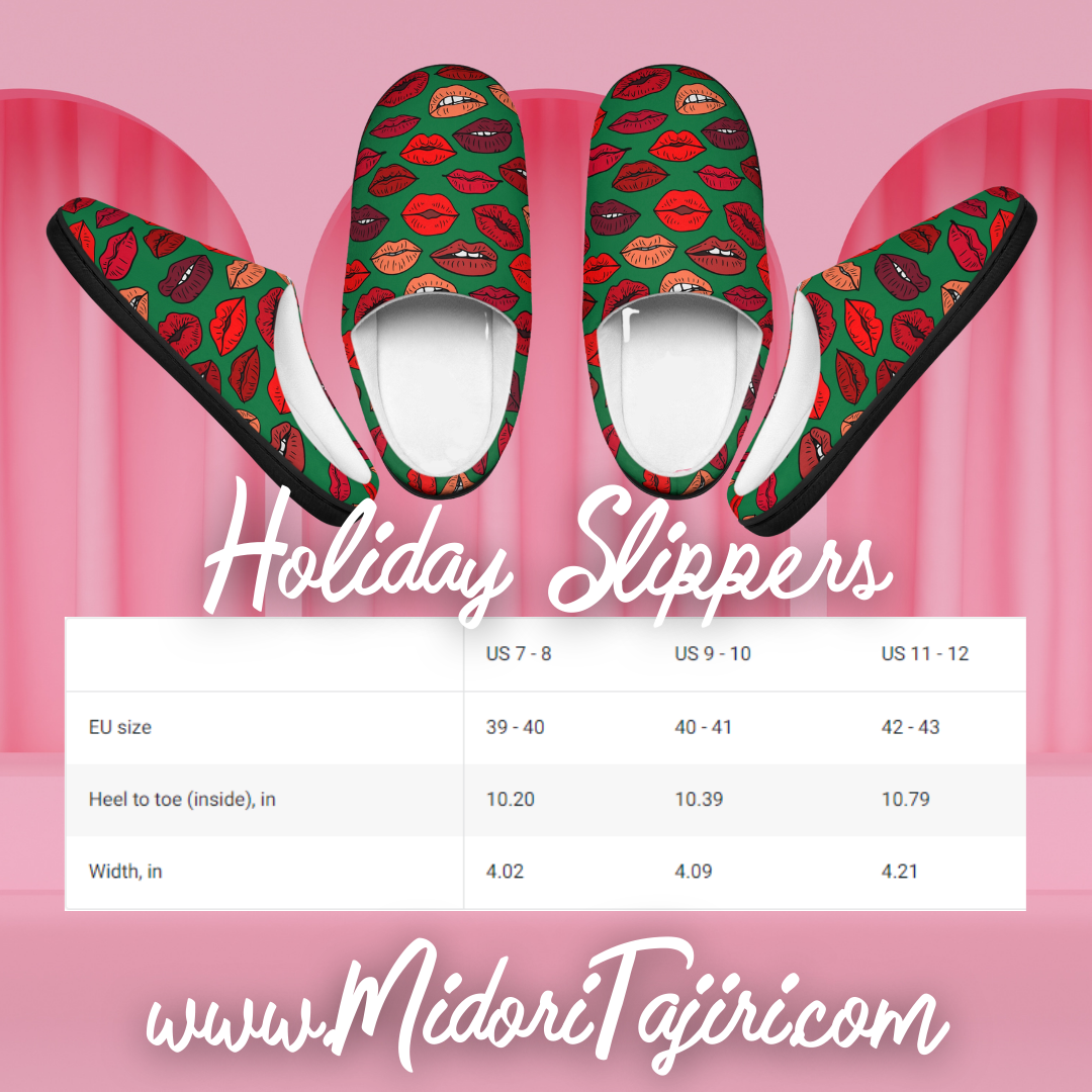 Cozy Christmas Kiss Mistletoe Fleece Slippers, Retro Red Lips Xmas Holiday Spa Slides, Valentine Girlfriend Aunt Mom Sister Secret Santa Gift