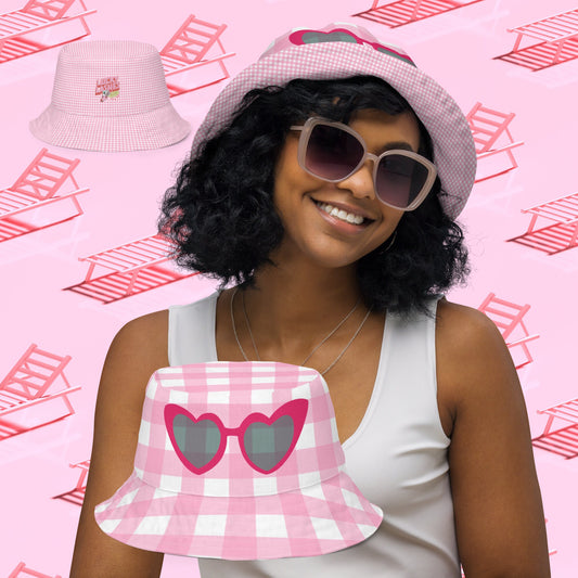 Pink Gingham 90s Checker Y2K Bucket Hat Reversible Retro Checkerboard Costume Cruise Beach Gift Sunglass Lucky Lets Go Party Sun Hat