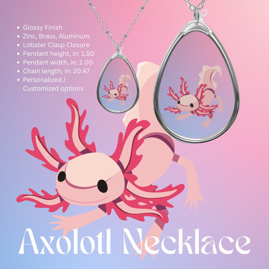 Pink Axolotl Necklace Gradient Friendship Axolotl Jewelry Mermaids Kawaii y2k 90s Sea Pendant Cute Sister Gift BFF Bestie Chain Necklace Set