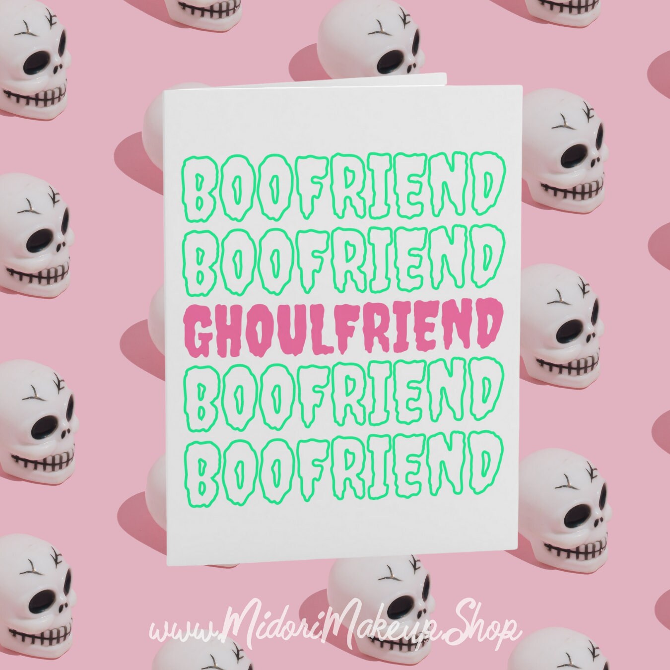 Cute Pink Halloween Card Boo-Friend Ghoul-Friend Fall Season Kawaii Retro y2k 90s Trick or Treat Happy Halloween Funny Valentine Cards 1-10