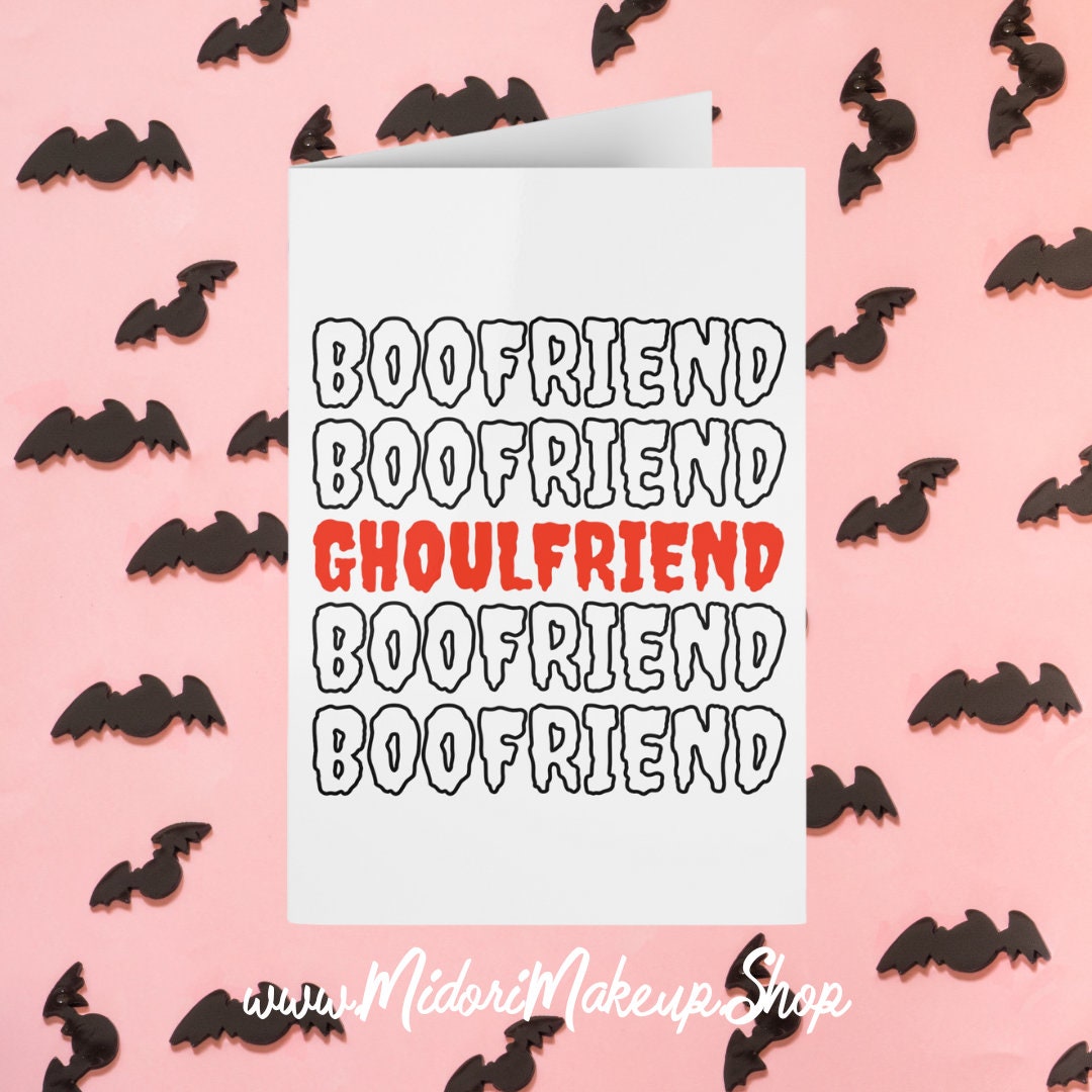 Red Halloween Girlfriend Boo-Friend Ghoul-Friend BFF Fall Season Goth Retro y2k 90s Trick or Treat Happy Halloween Funny Valentine Card 1-10